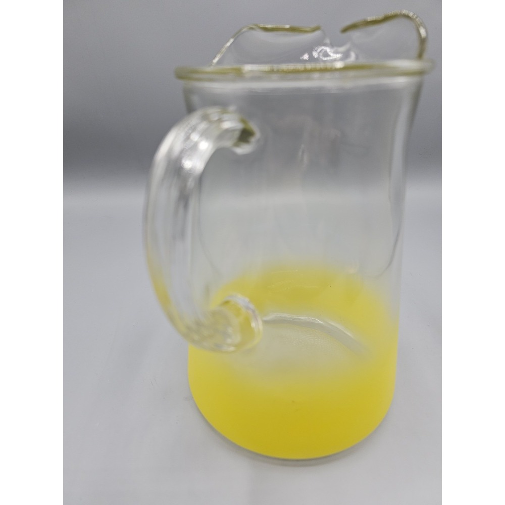 Vintage Blendo Frosted Yellow Pitcher West Virginia Glass 9.5" MCM 50s 60s - Picture 4 of 9